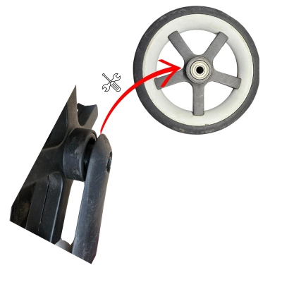 Naprawa przednich kółek Cybex Iris M - montaż łożysk i osi skręcanej - 2 kółka przednie z wysyłkami